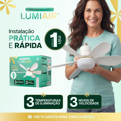 LumiAir - Ventilador Inteligente de Teto com Led + Brinde3
