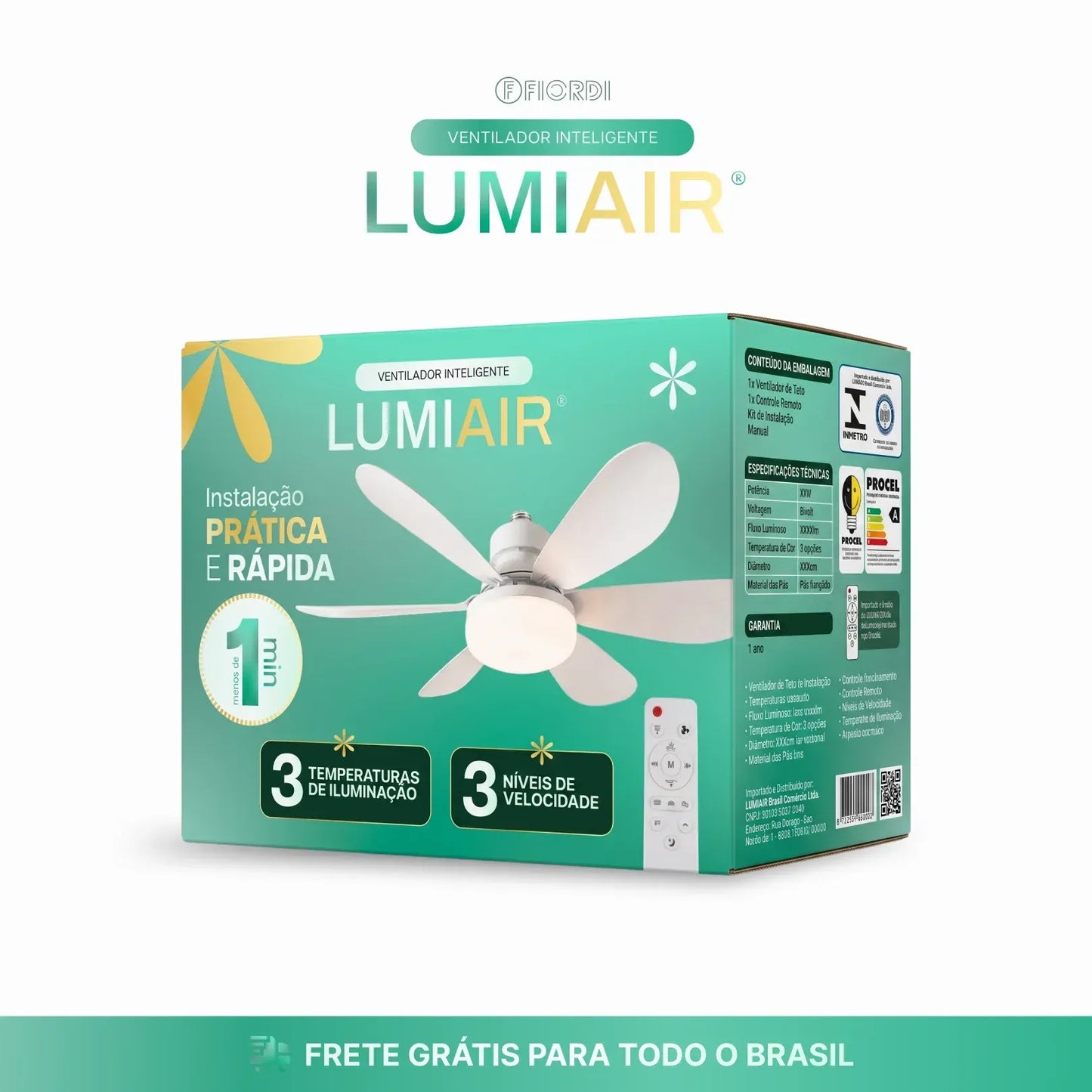 LumiAir - Ventilador Inteligente de Teto com Led + Brinde3