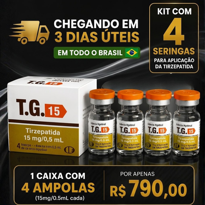 PROMOÇÃO RELÂMPAGO - TIRZEPATIDA 15MG LACRADA - CAIXA COM 4 AMPOLAS | ORIGINAL - POR APENAS R$ 790,00