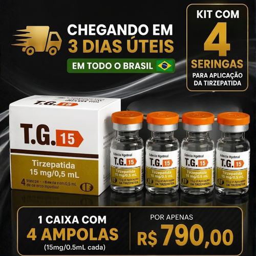 PROMOÇÃO RELÂMPAGO - TIRZEPATIDA 15MG LACRADA - CAIXA COM 4 AMPOLAS | ORIGINAL - POR APENAS R$ 790,00